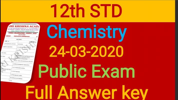 12th Chemistry Public Exam Full Answer Key 2020 || TNTET Arts