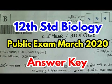12th Std Biology Public Exam Key Answer  March 220