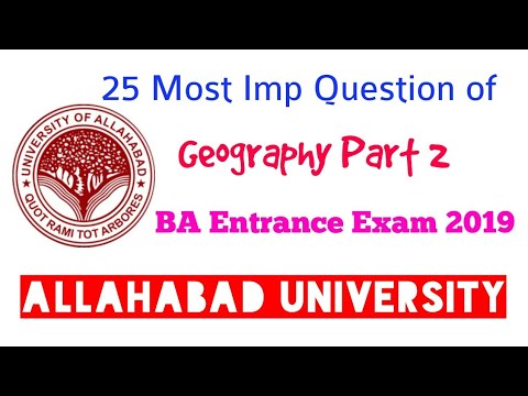 Allahabad university entrance exam question | AU BA Geography Previous year questions |